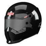 Black Simpson motorcycle helmet with full face visor and aerodynamic design.