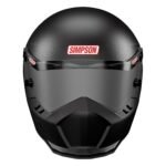Black Simpson motorcycle helmet with a sleek, aerodynamic design and tinted visor.